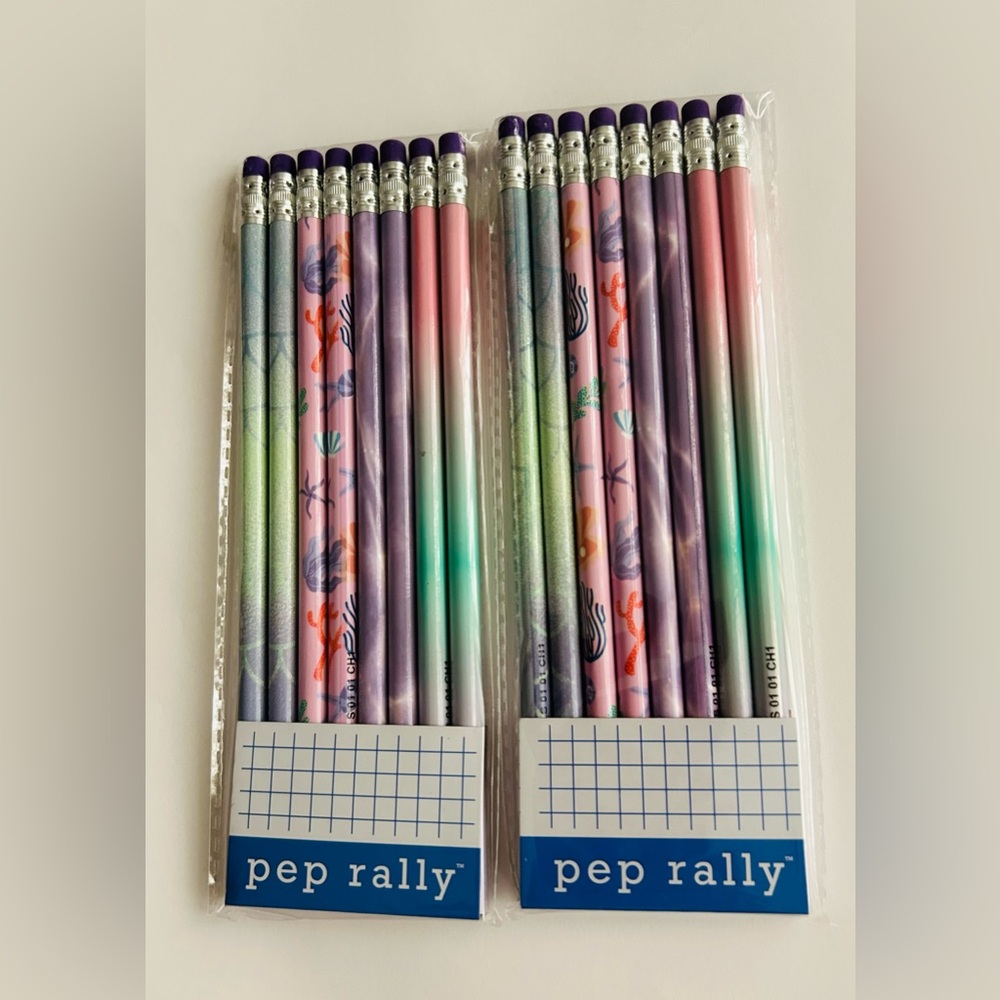 New 16 Pep Rally Pencils Pencil Purple Pink Green Purple Eraser made in Vietnam